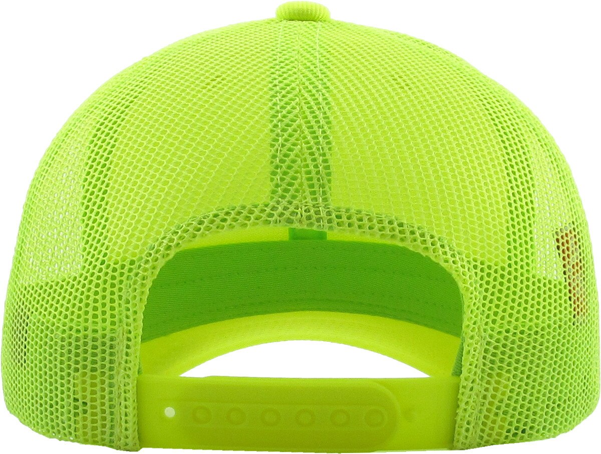 Neon Lime Classic 6 Panel Trucker Mesh Snapback Back View